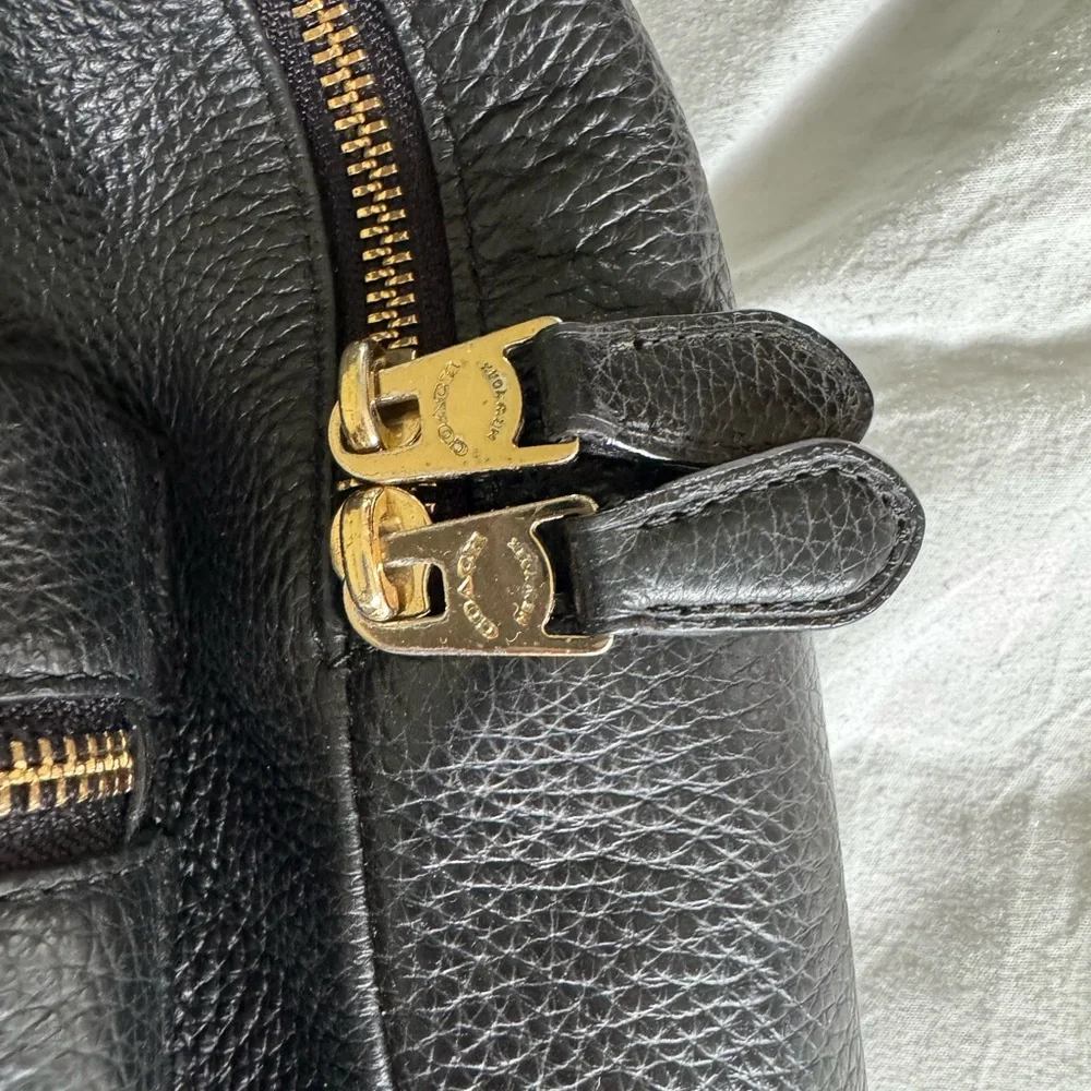 Coach Black Leather Backpack with Gold Accents - Picture 4 of 9